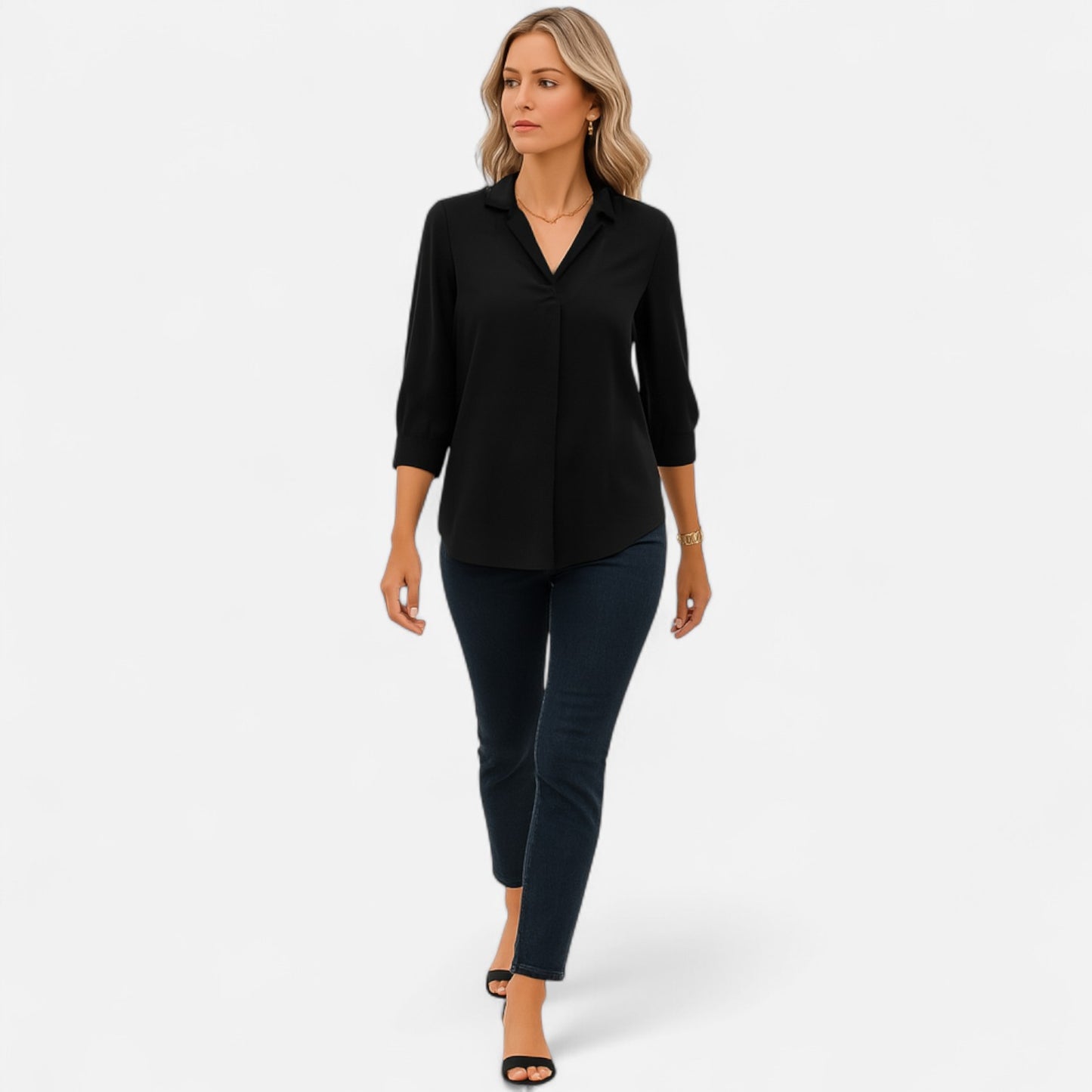 Maisonancien | Damska bluzka V-neck – biurowy szyk Riviera