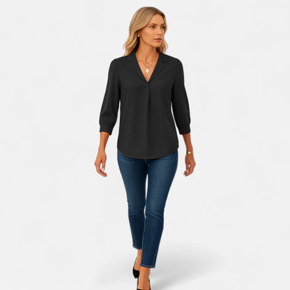 Maisonancien | Damska bluzka V-neck – biurowy szyk Riviera
