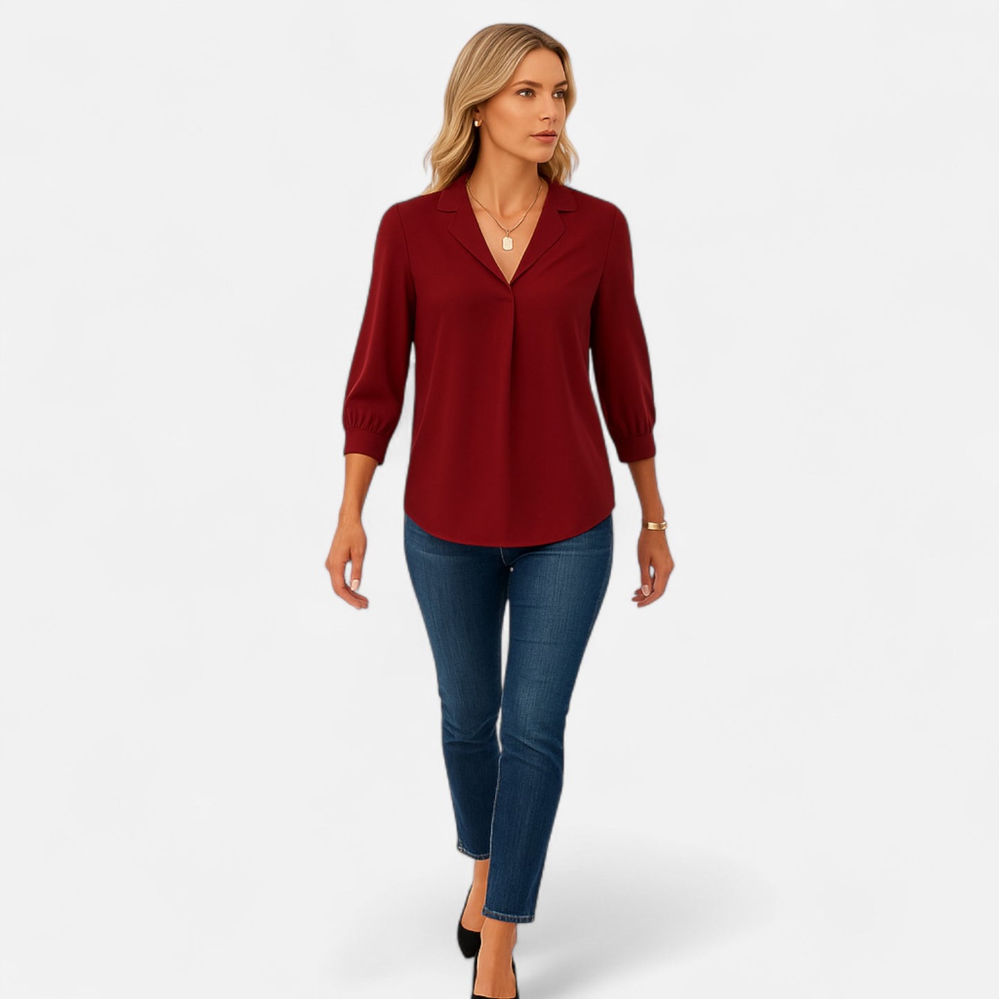 Maisonancien | Damska bluzka V-neck – biurowy szyk Riviera