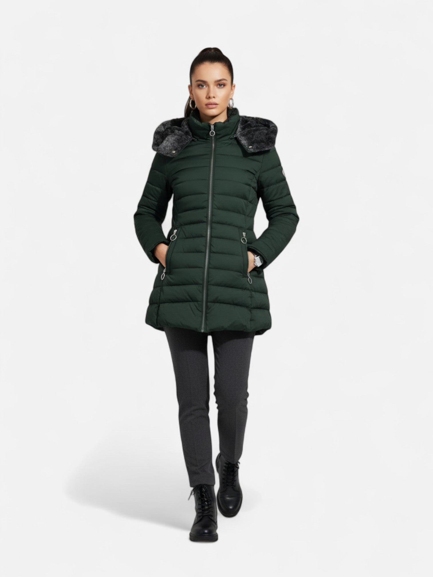 Maisonancien | Damska zimowa kurtka z kapturem i ociepleniem