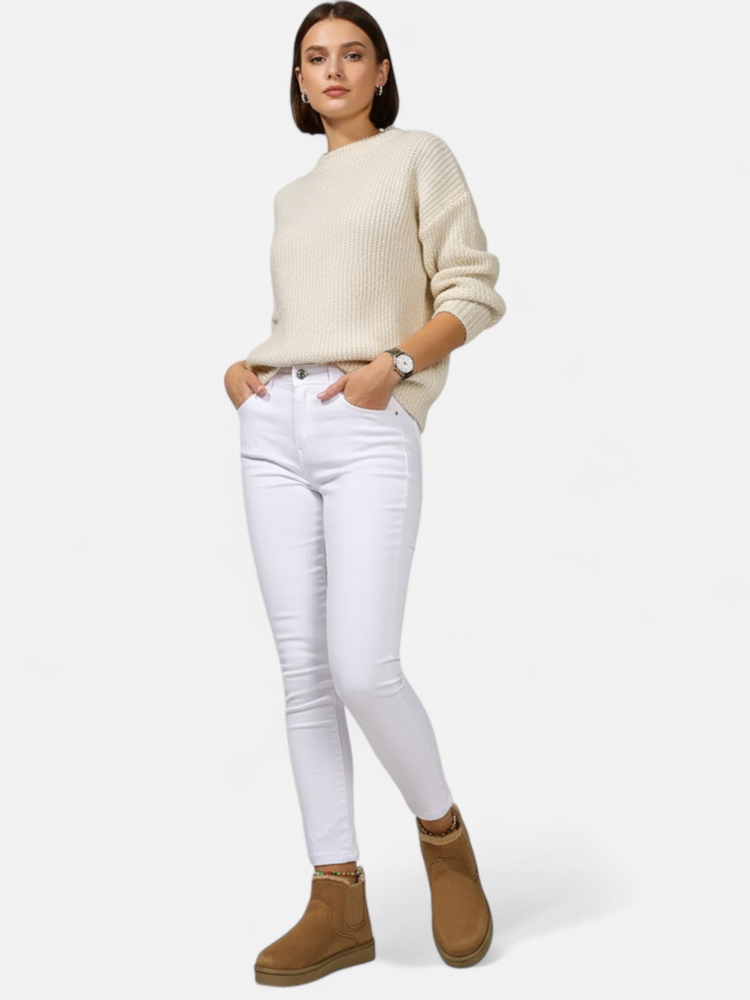 Maisonancien | Damskie zimowe botki na grubej podeszwie