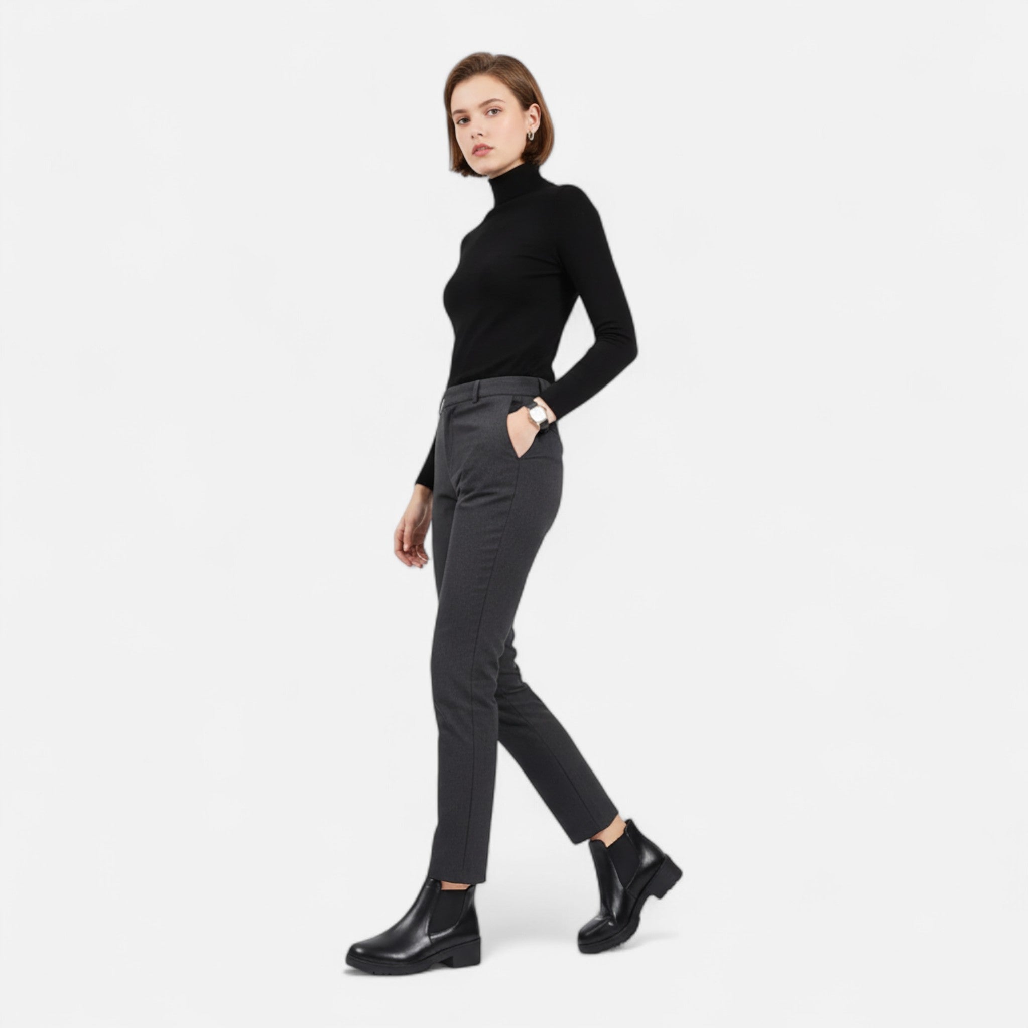 Maisonancien | Damskie botki Chelsea na szerokim obcasie