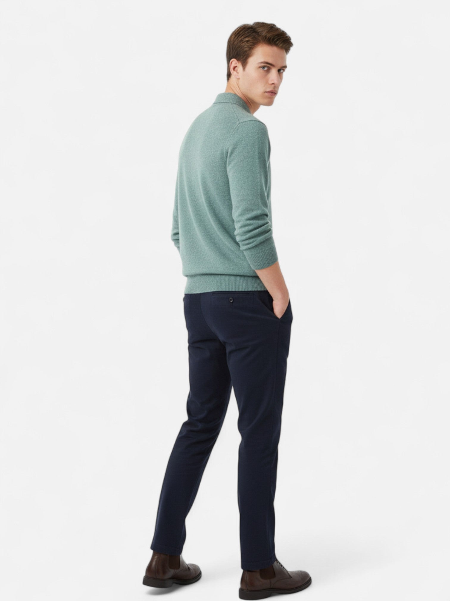 Maisonancien | Męski sweter polo z wełny merynosów