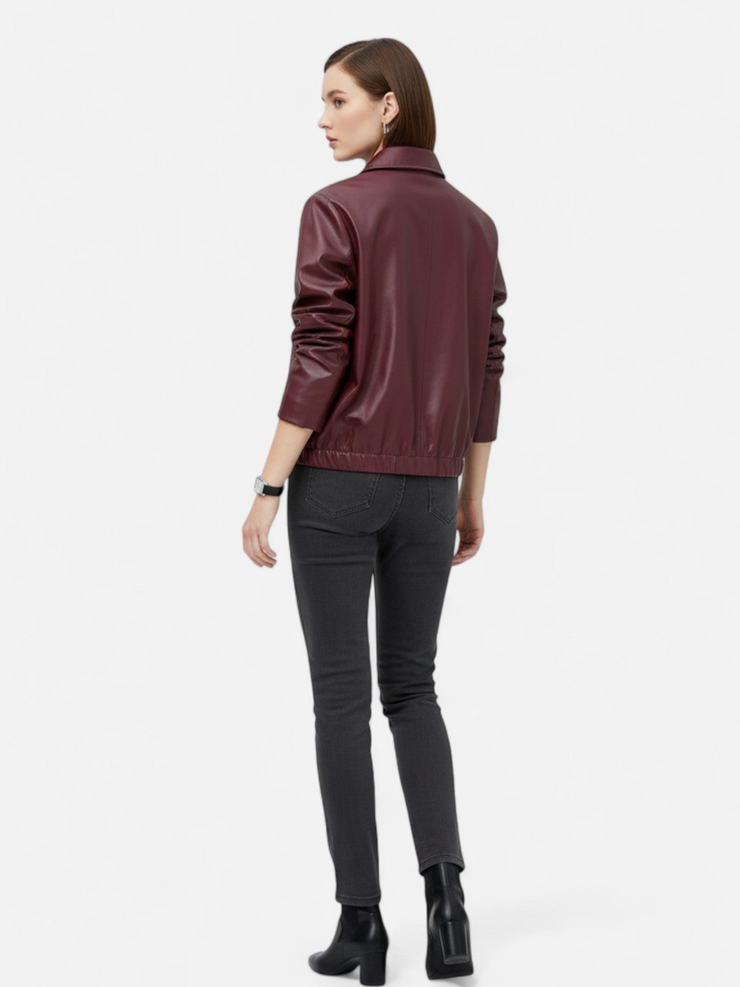 Maisonancien | Damska Kurtka z Imitacji Skóry – Wino