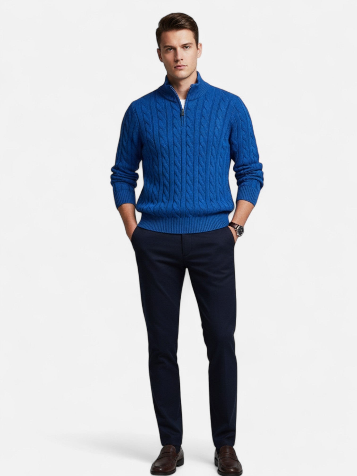 Maisonancien | Męski sweter z bawełny o splocie warkoczowym