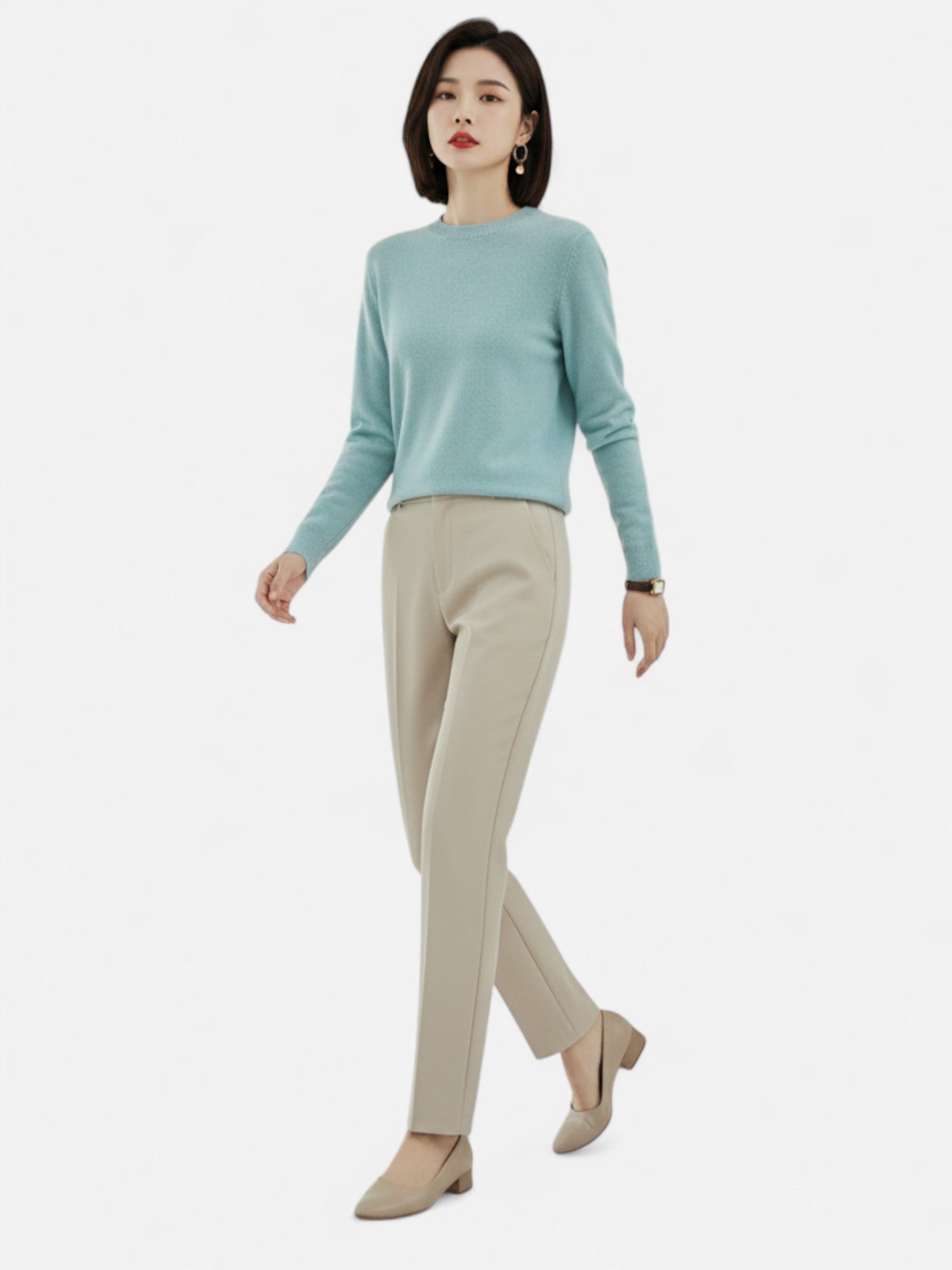 Maisonancien | Damski sweter z wełny merino z okrągłym dekoltem