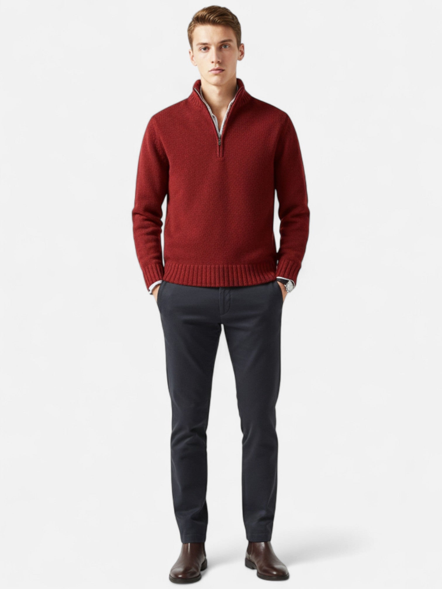 Maisonancien | Klasyczny sweter z golfem dzianinowy