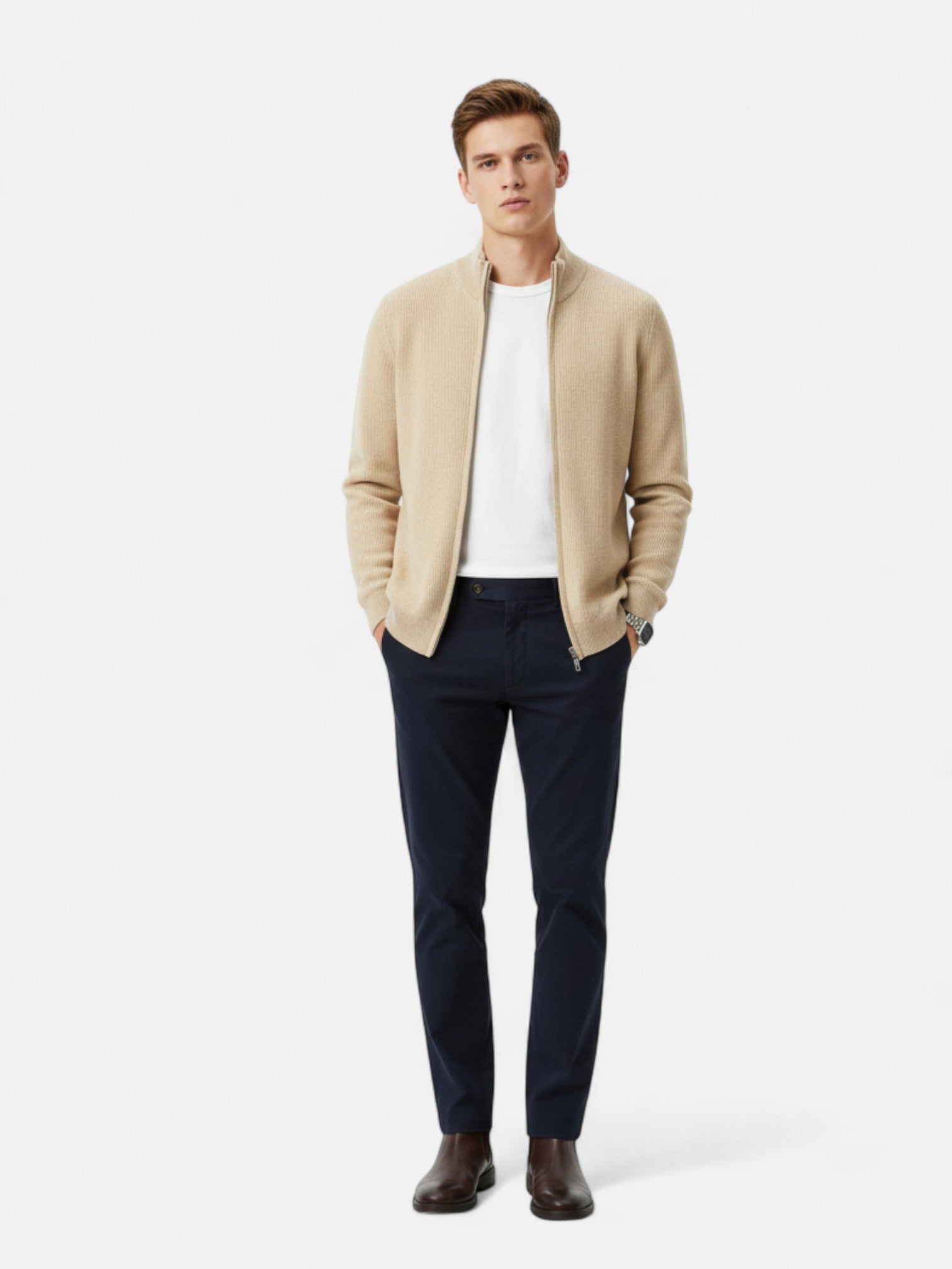 Maisonancien | Męski kardigan z wełny 100% na zamek