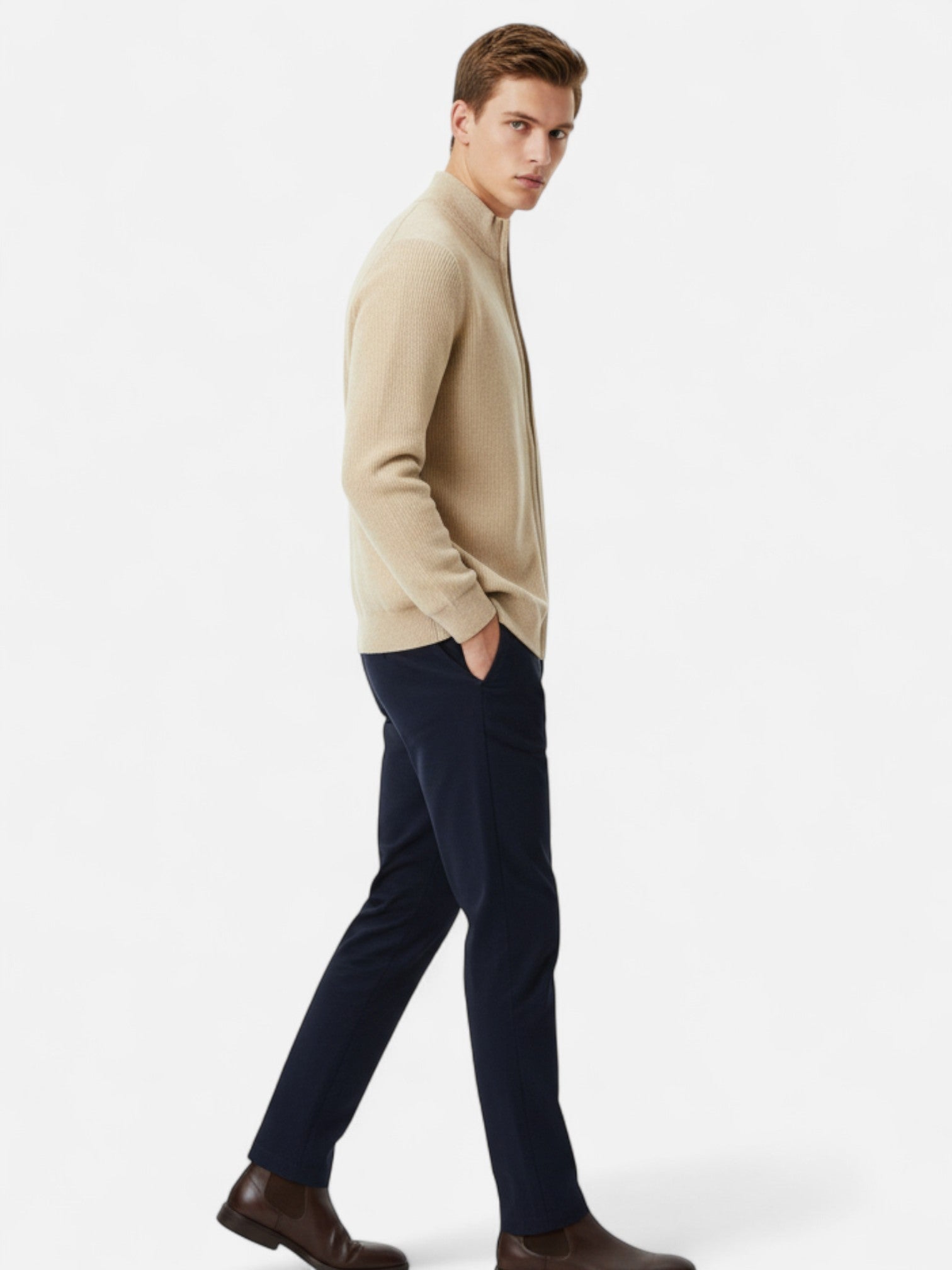 Maisonancien | Męski kardigan z wełny 100% na zamek