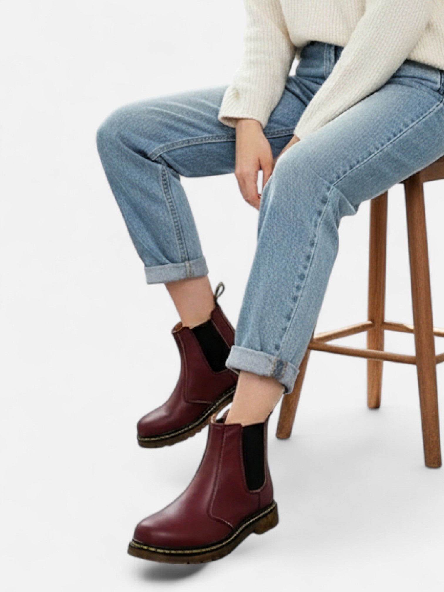 Maisonancien | Unisex skórzane botki Chelsea na platformie