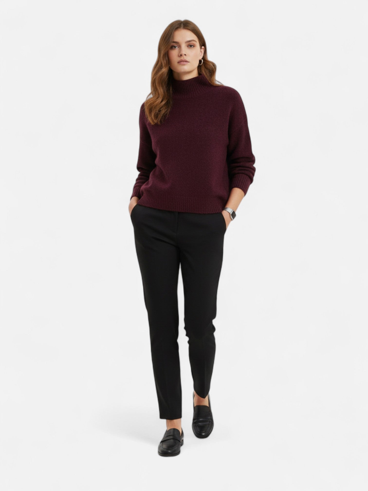 Maisonancien | Damski sweter vintage z golfem i długim rękawem