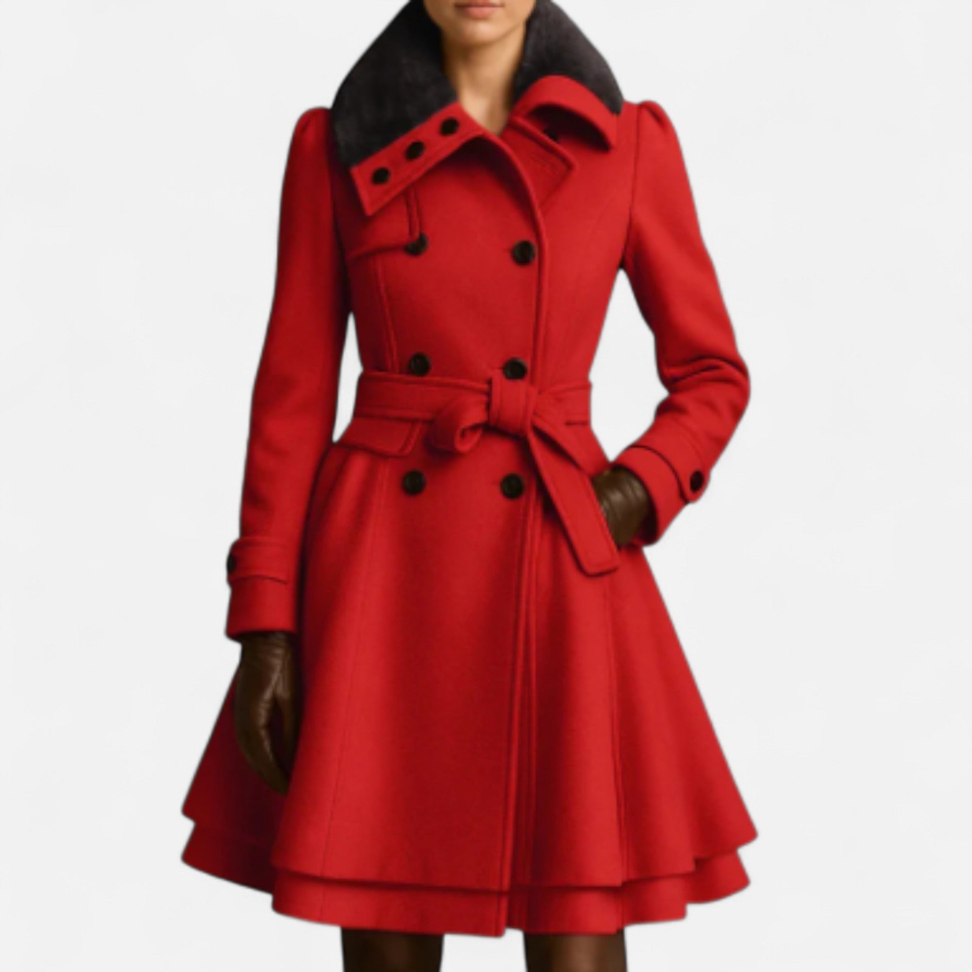 Maisonancien | Wełniany płaszcz Catherine z futrzanym kołnierzem