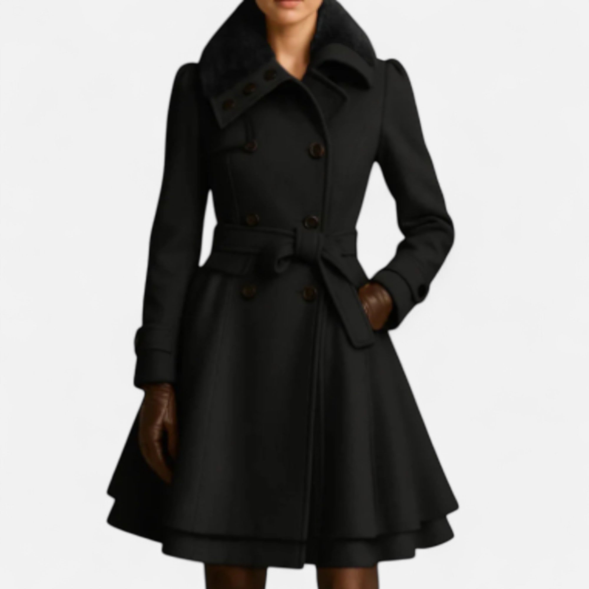 Maisonancien | Wełniany płaszcz Catherine z futrzanym kołnierzem