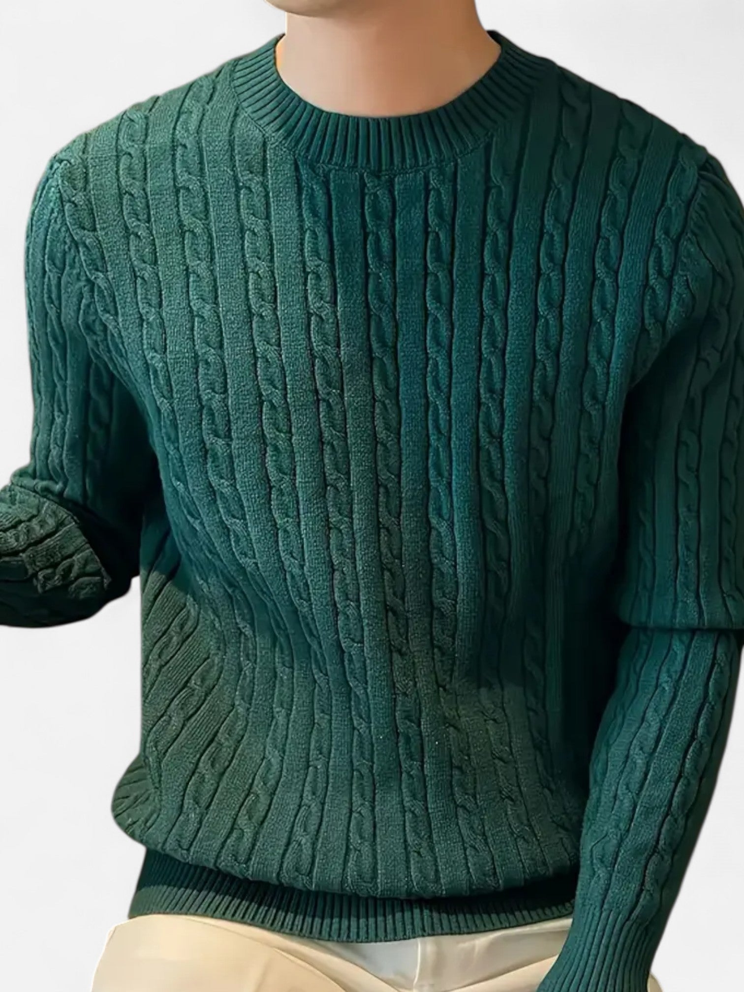 Maisonancien | Męski Sweter Cable Knit – Klasyczny Crew Neck