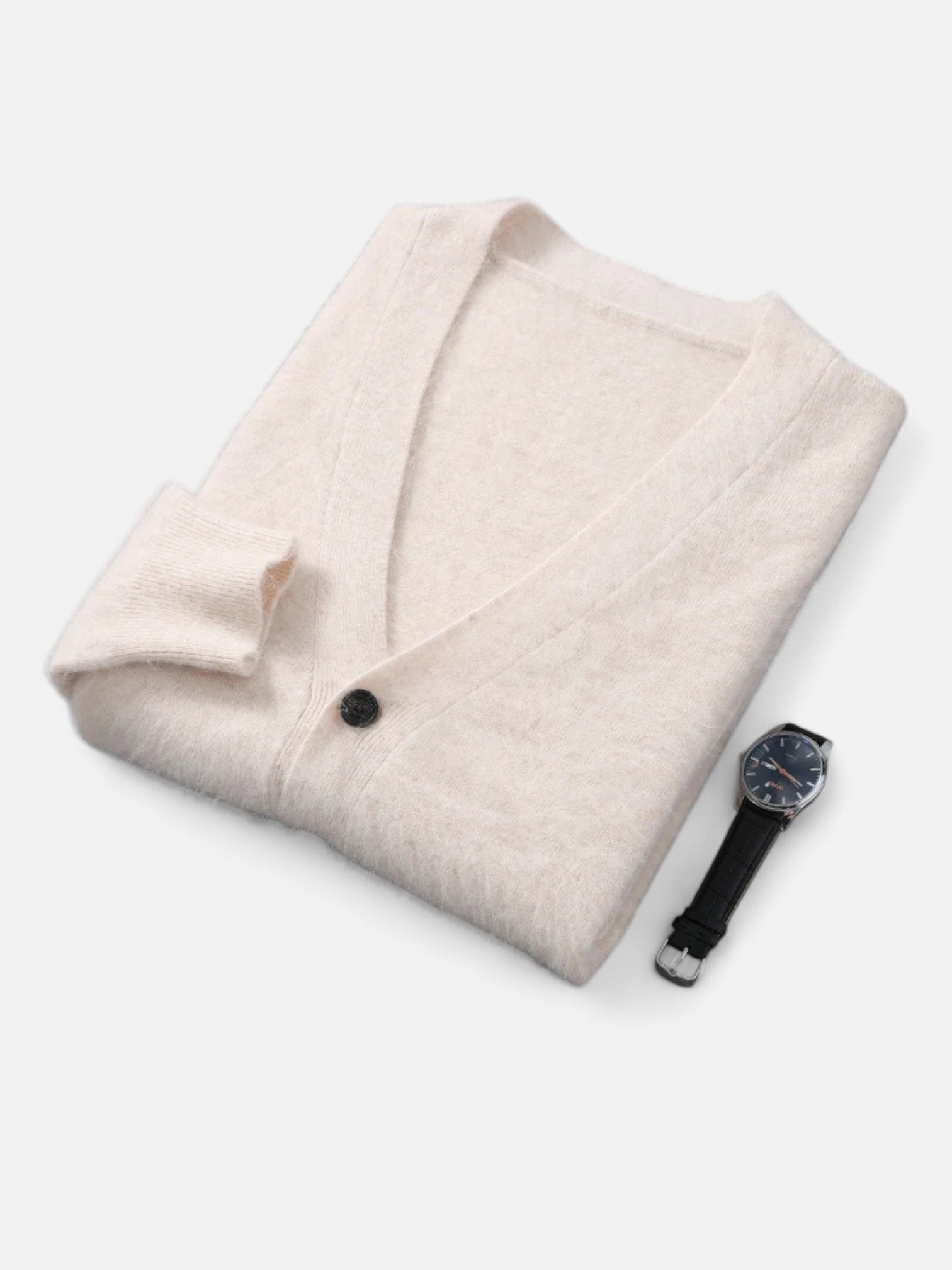 Maisonancien | Męski kardigan z dekoltem V z kaszmiru norkowego