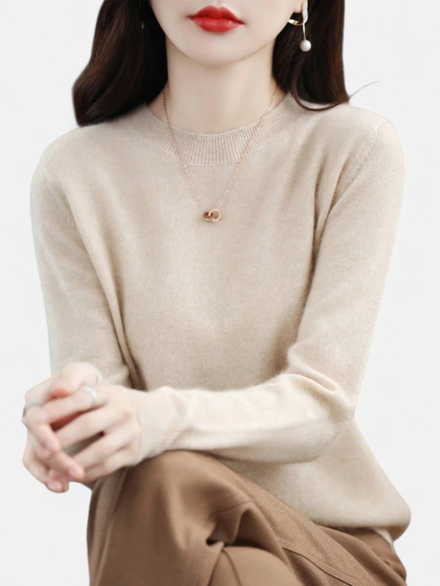 Maisonancien | Damski sweter z wełny merino z okrągłym dekoltem