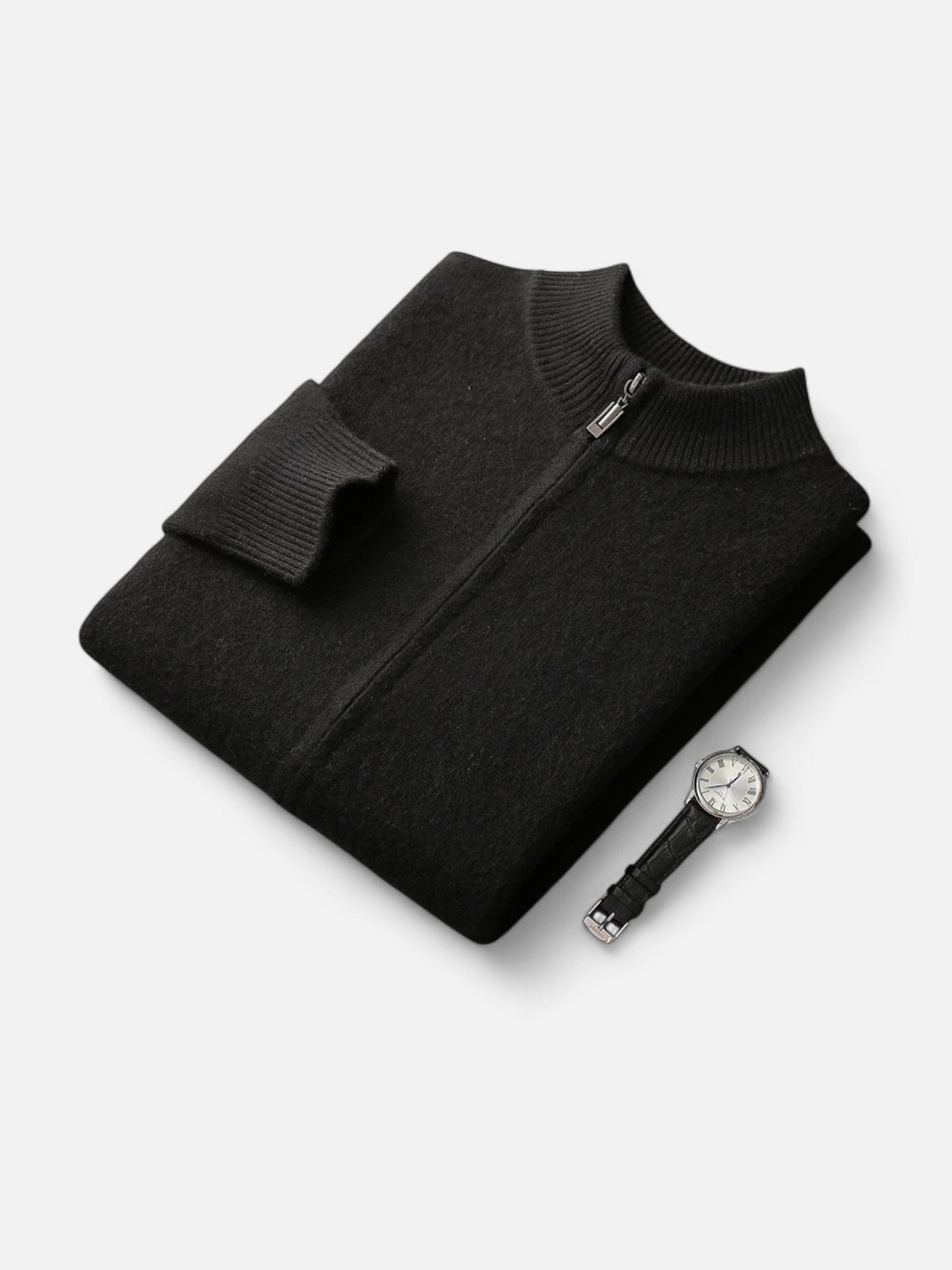 Maisonancien | Męski Sweter z Wełny Merino – Kardigan na Zamek z Kołnierzem