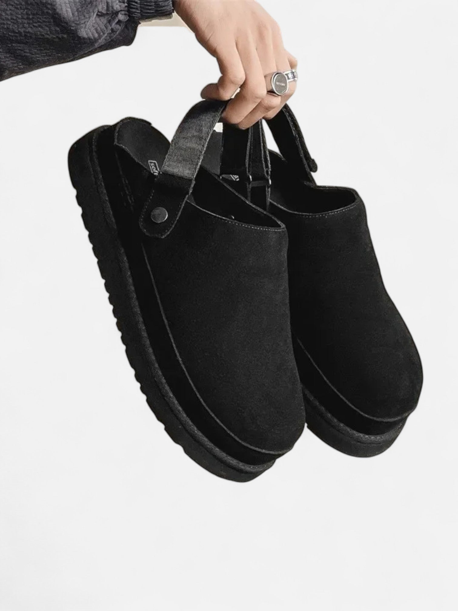 Maisonancien | Damskie Skórzane Klapki Bocen – Gruba Podeszwa i Pasek na Pięcie