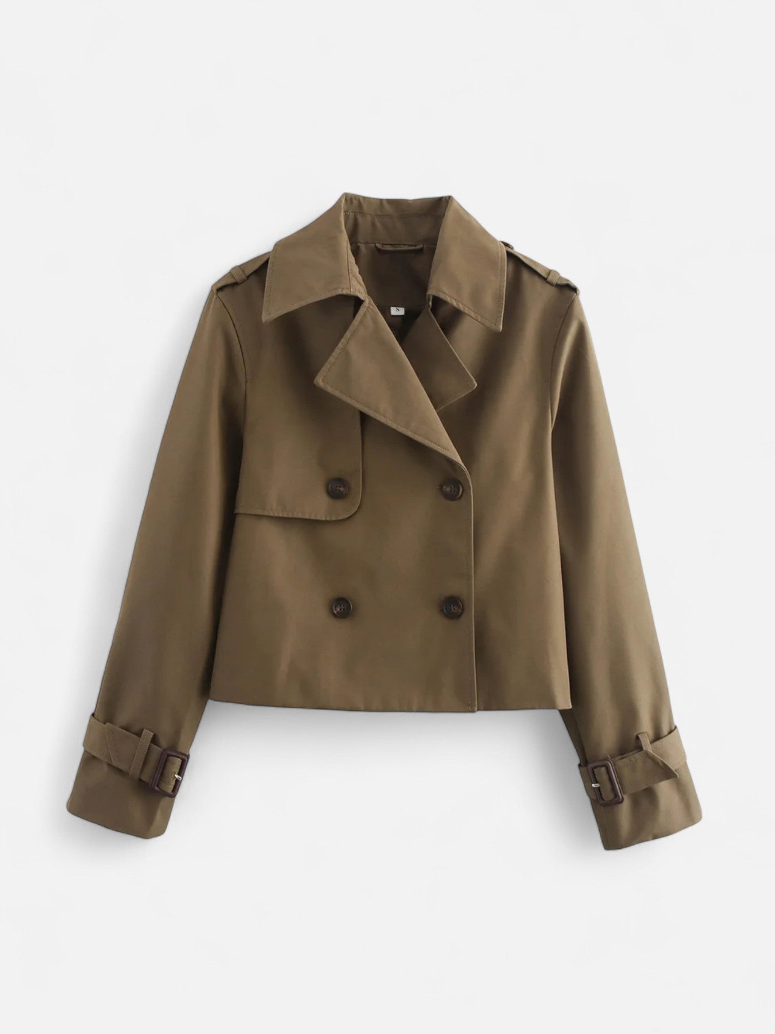 Maisonancien | Damski krótki trencz dwurzędowy z kołnierzem