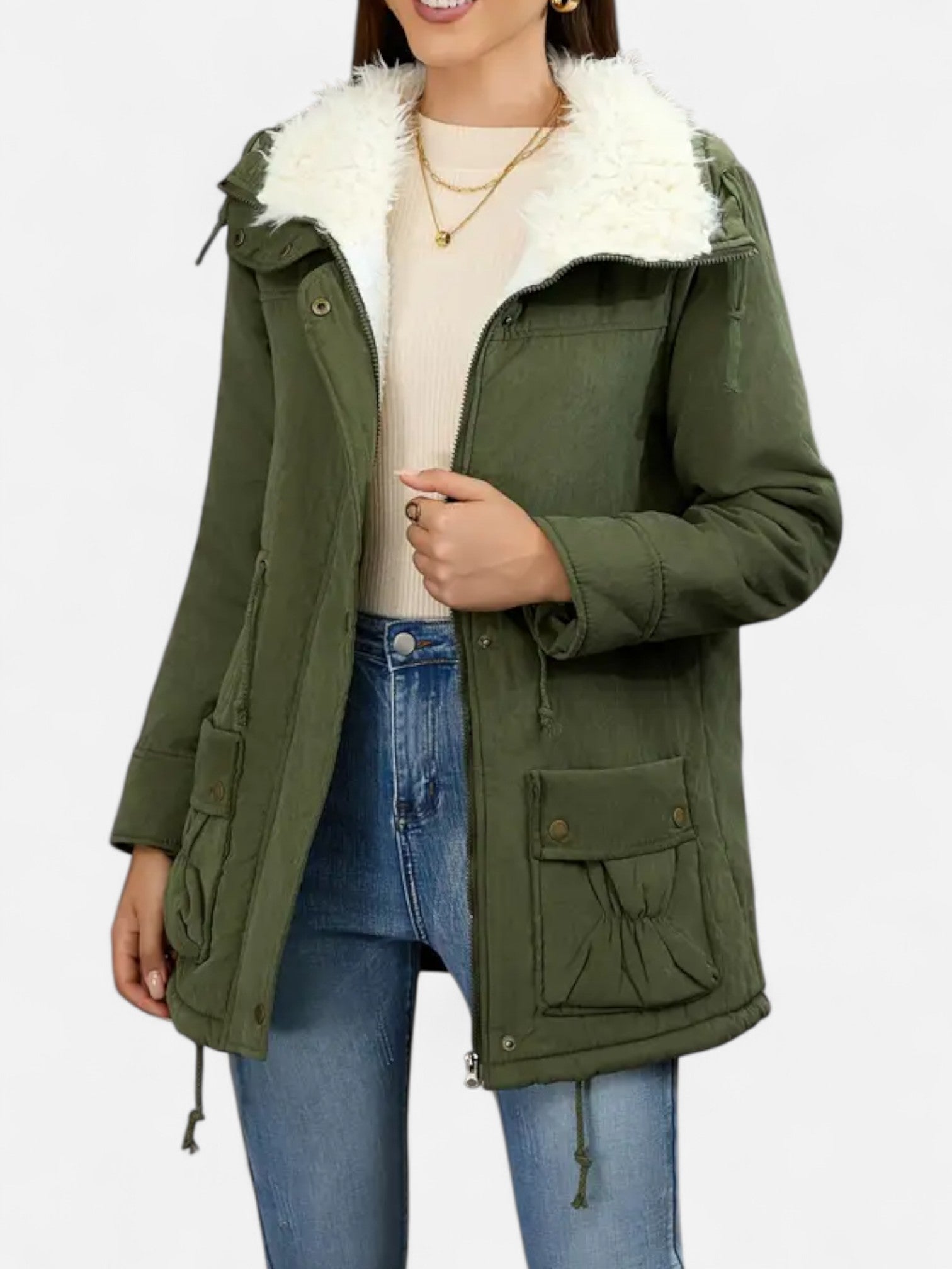 Maisonancien | Damska Parka Midi – Casual z Troczkiem w Pasie