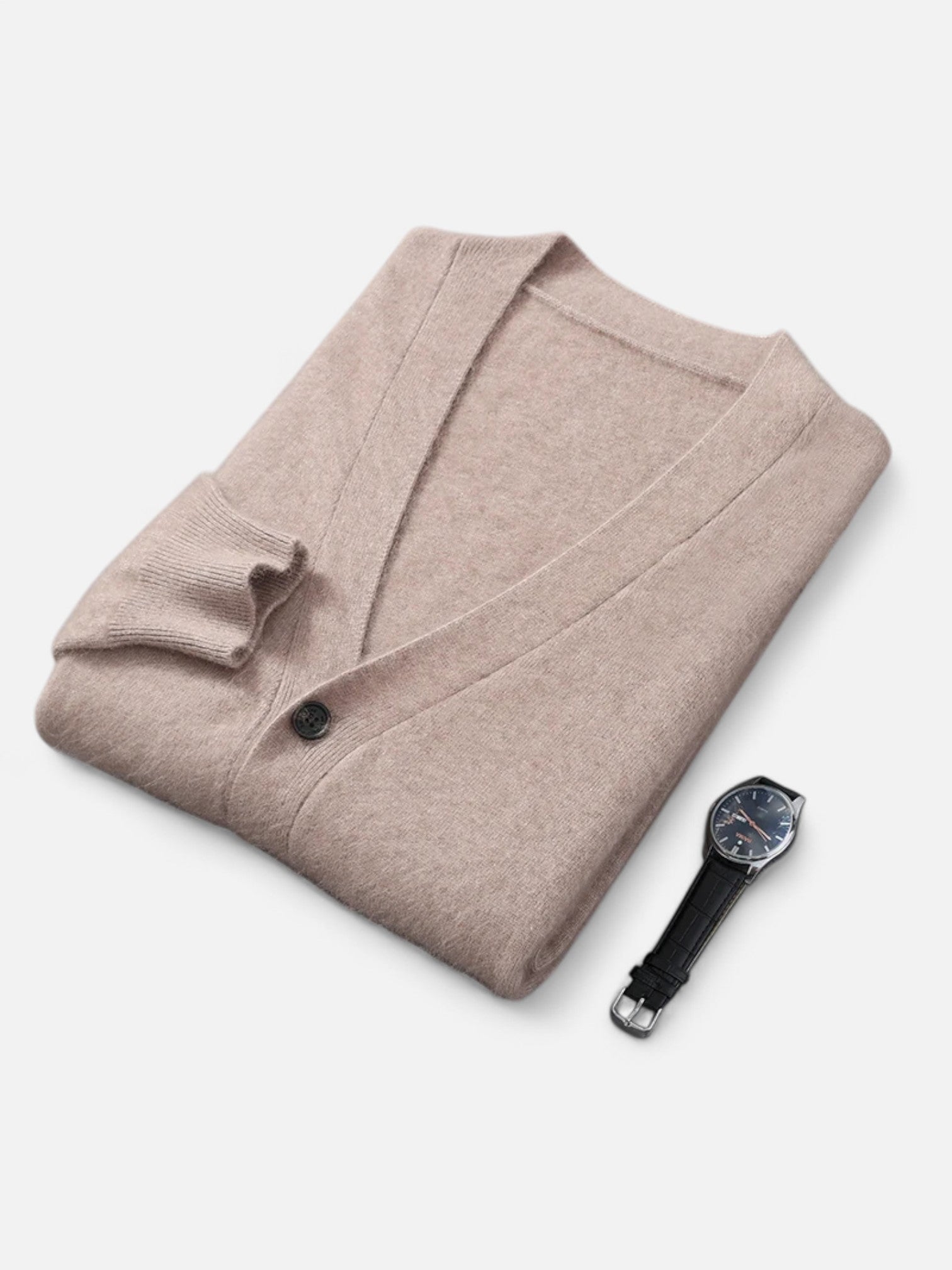 Maisonancien | Męski kardigan z dekoltem V z kaszmiru norkowego