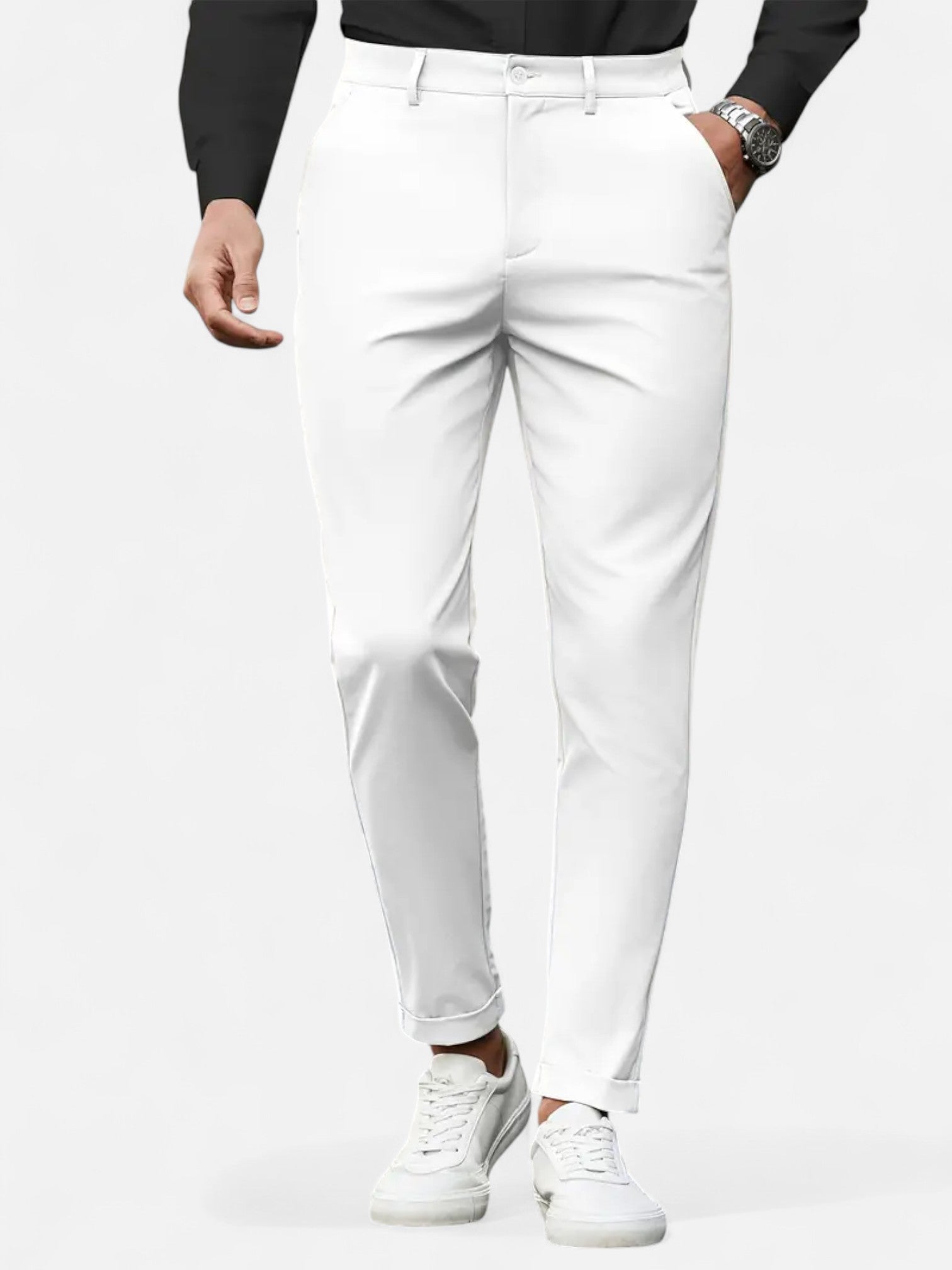 Maisonancien | Męskie Spodnie Slim-Fit – Beżowa Elegancja Całoroczna