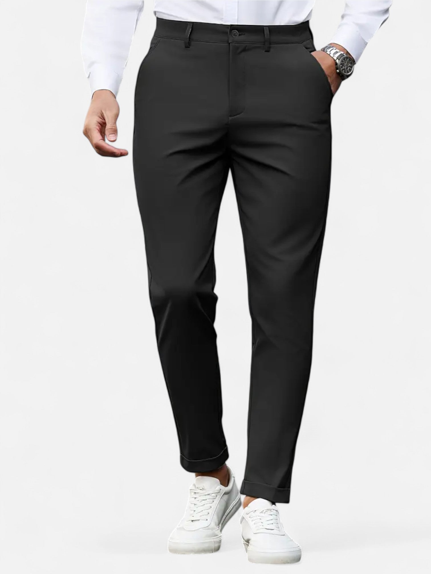 Maisonancien | Męskie Spodnie Slim-Fit – Beżowa Elegancja Całoroczna