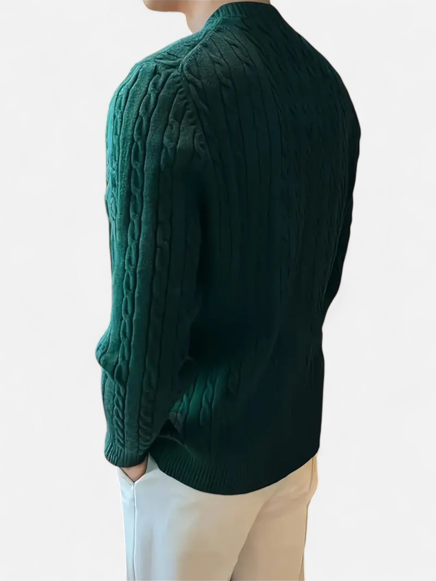 Maisonancien | Męski Sweter Cable Knit – Klasyczny Crew Neck