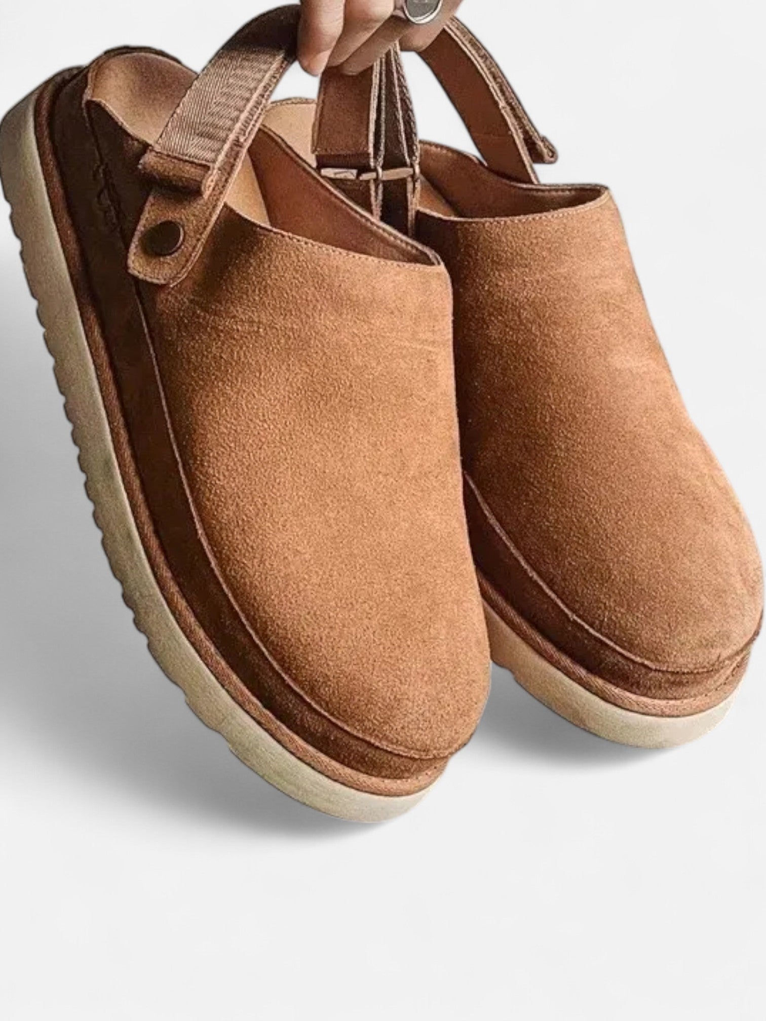 Maisonancien | Damskie Skórzane Klapki Bocen – Gruba Podeszwa i Pasek na Pięcie