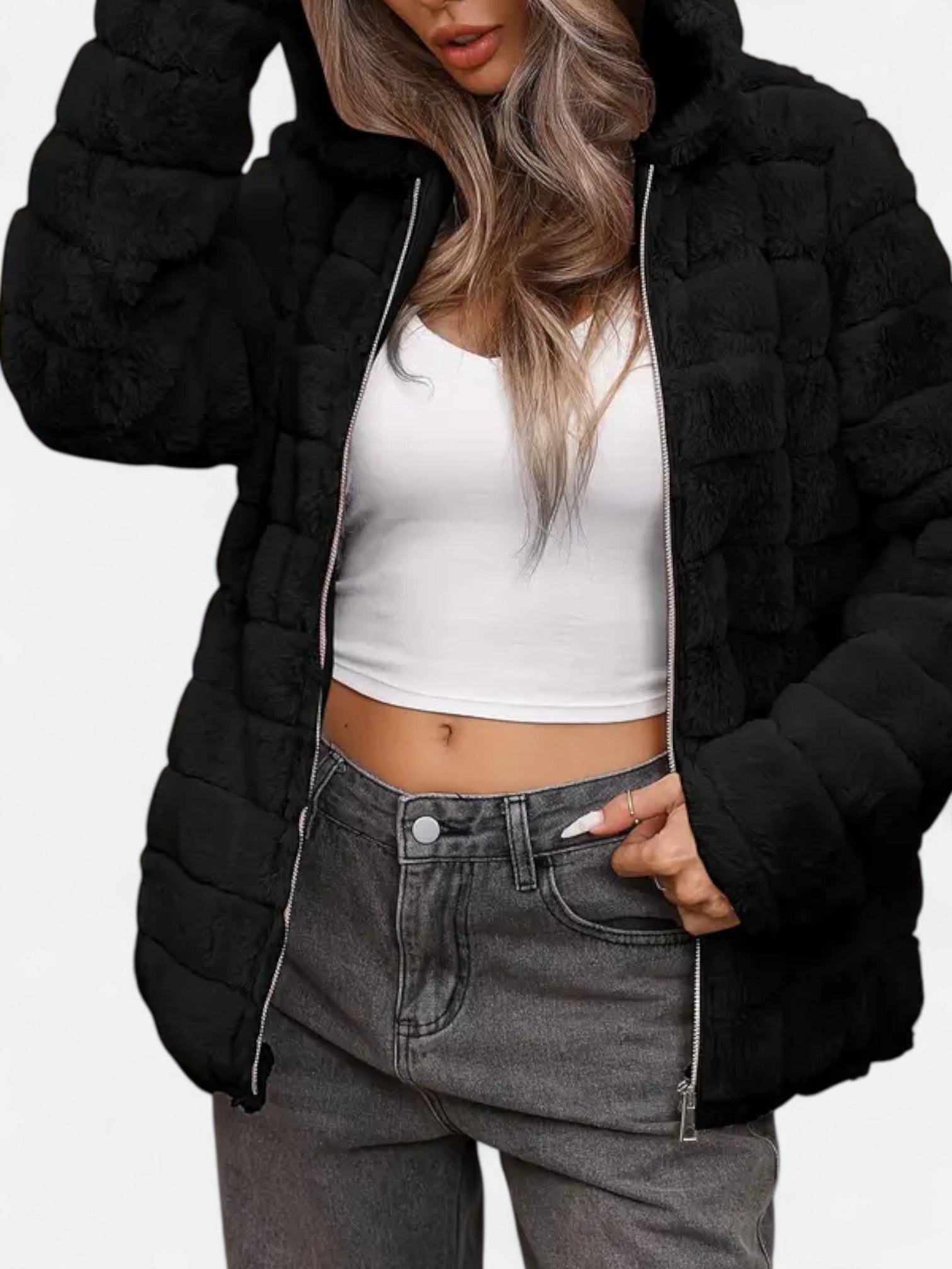 Maisonancien | Damska kurtka zimowa z kapturem z futerkiem