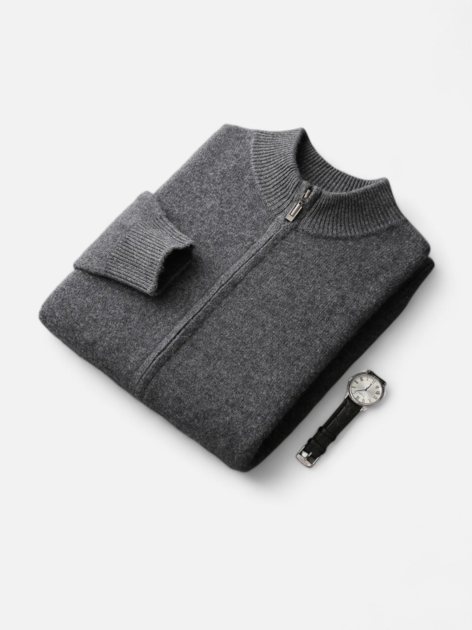 Maisonancien | Męski Sweter z Wełny Merino – Kardigan na Zamek z Kołnierzem