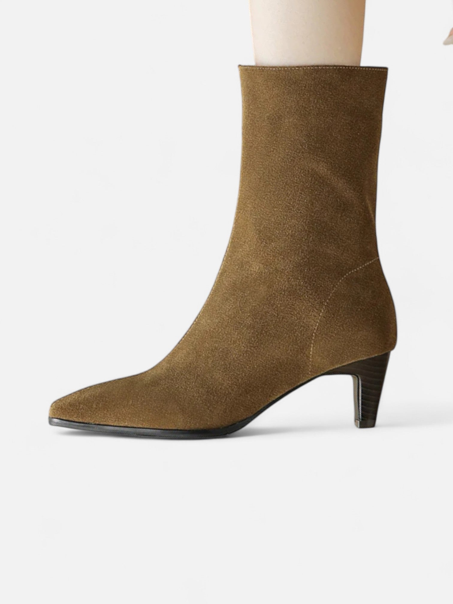 Maisonancien | Damskie zamszowe botki retro ze skóry bydlęcej