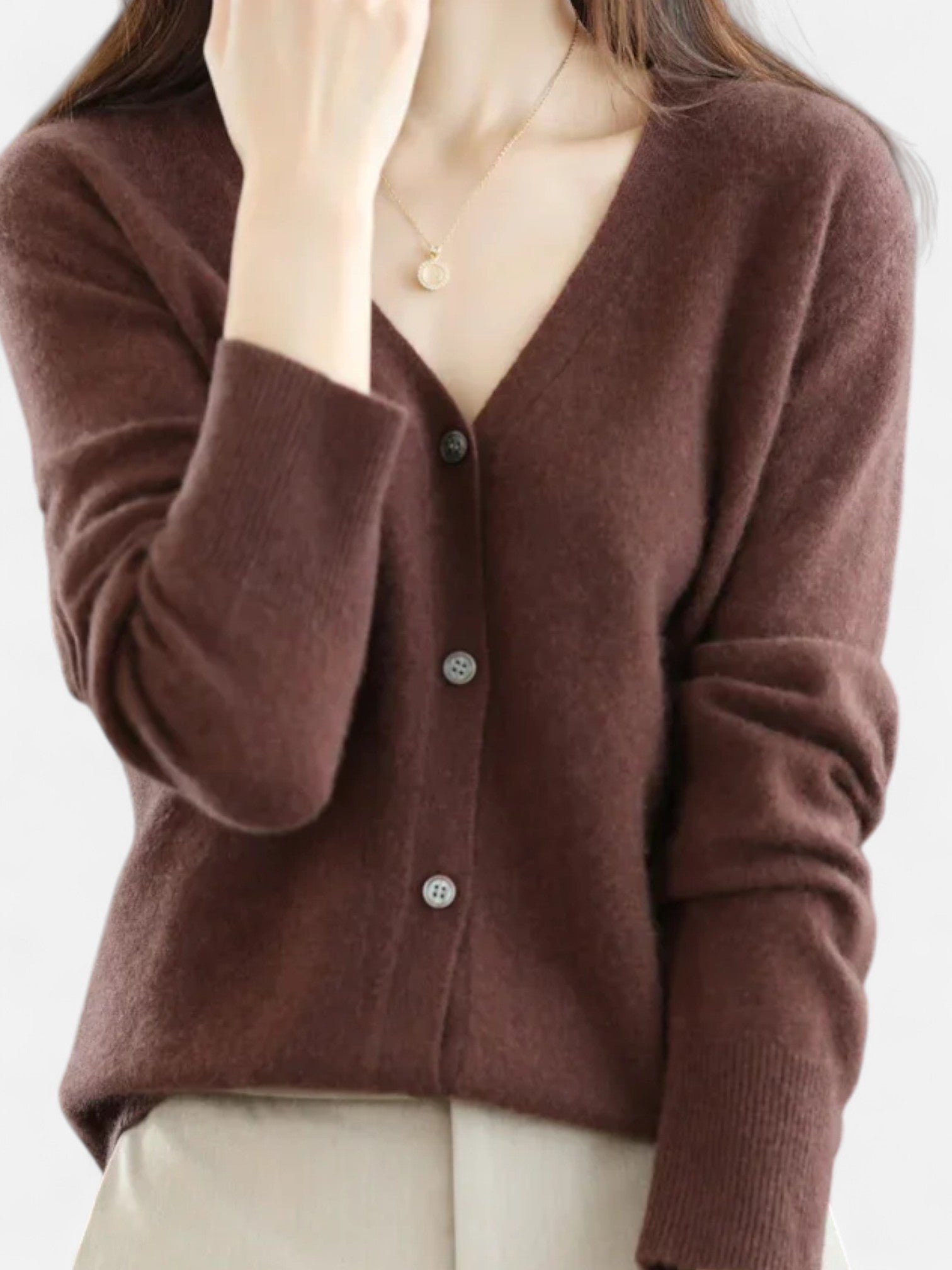 Maisonancien | Damski kardigan dzianinowy z dekoltem V