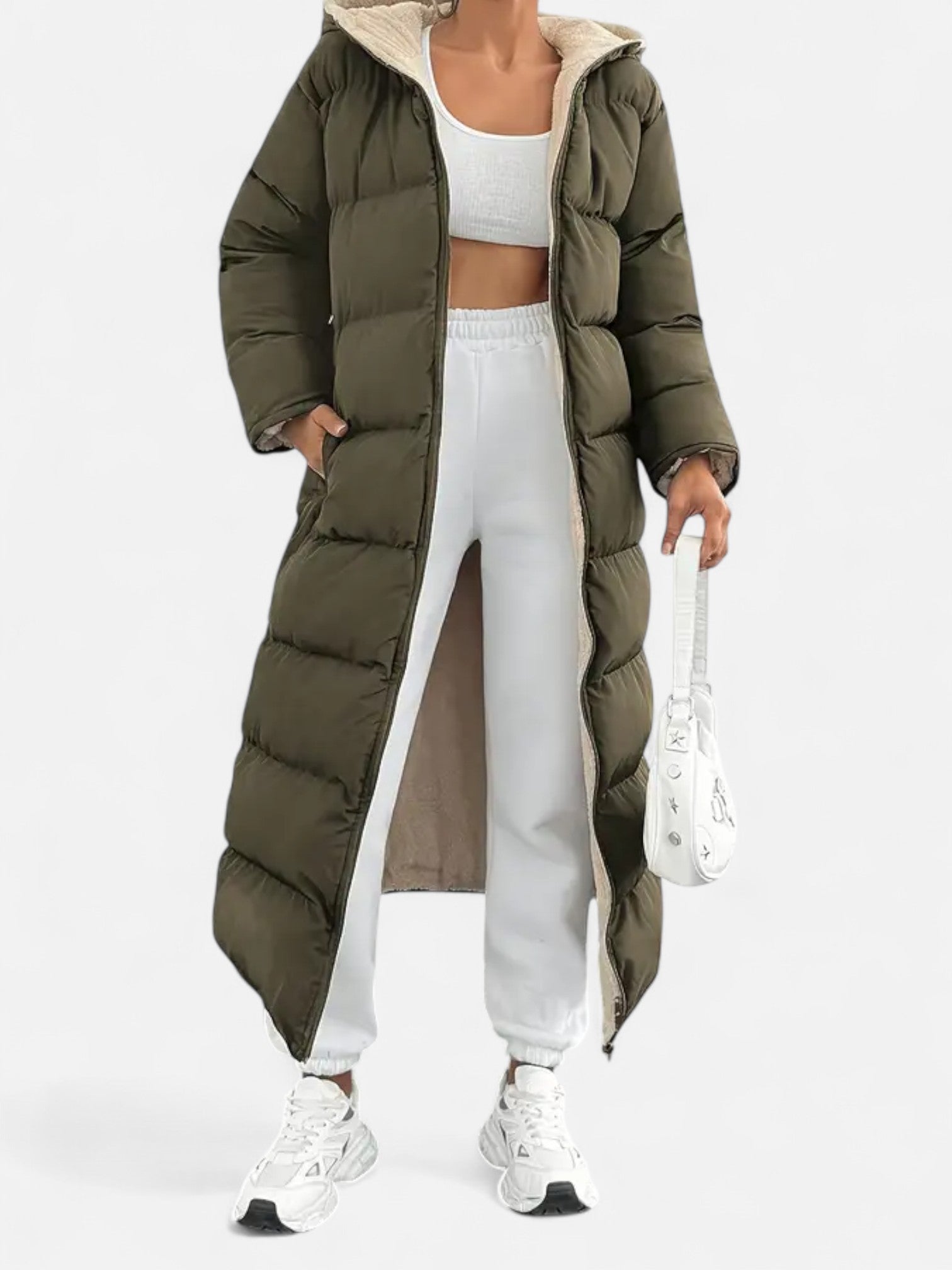 Maisonancien | Damski elegancki płaszcz puchowy z kapturem