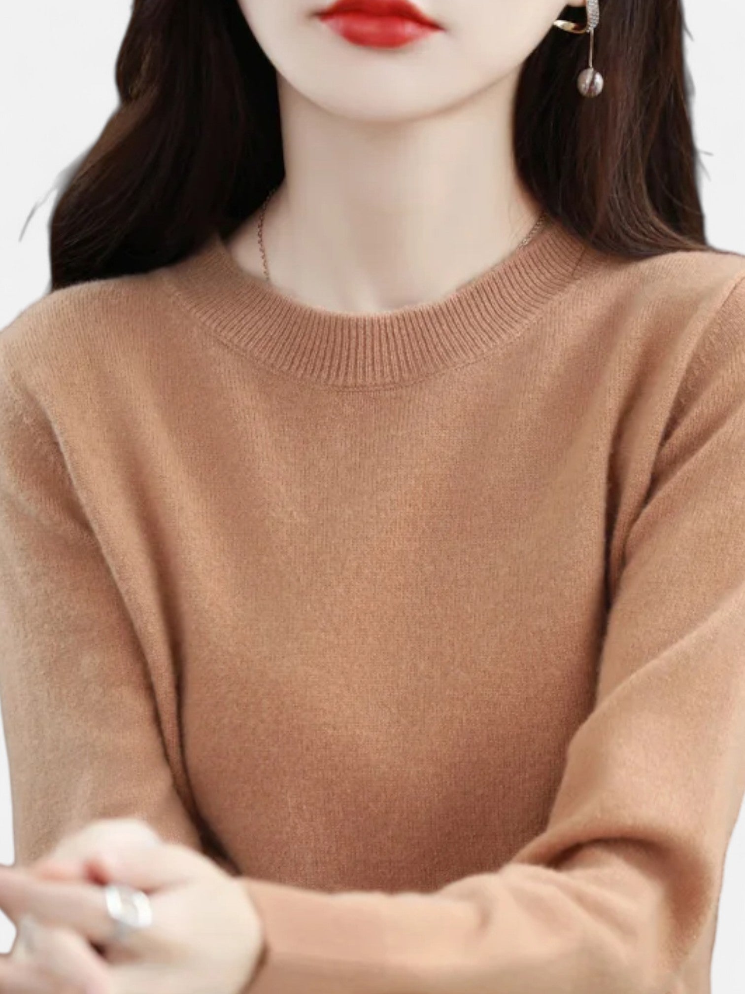 Maisonancien | Damski sweter z wełny merino z okrągłym dekoltem