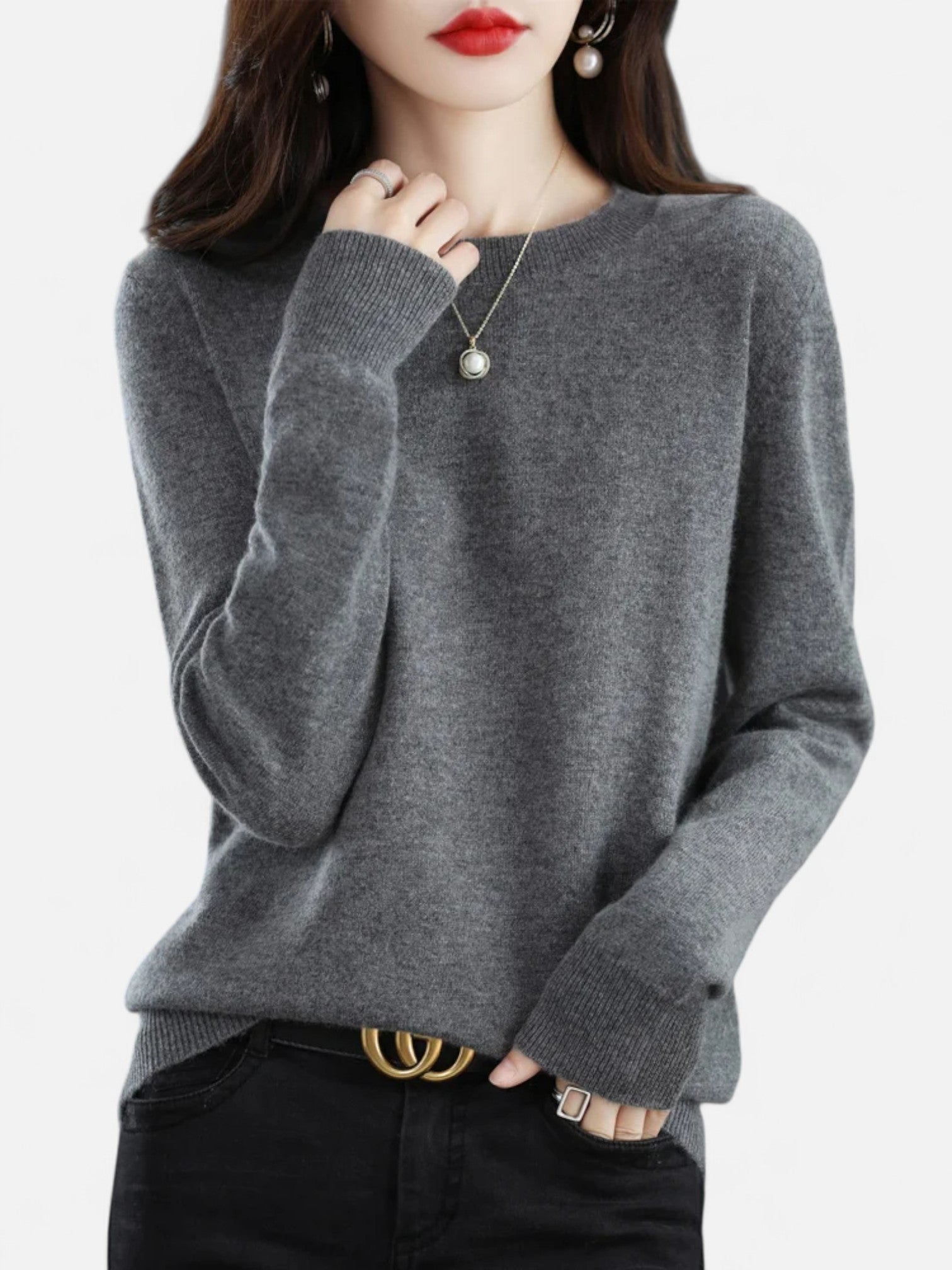 Maisonancien | Damski sweter z wełny merino z okrągłym dekoltem