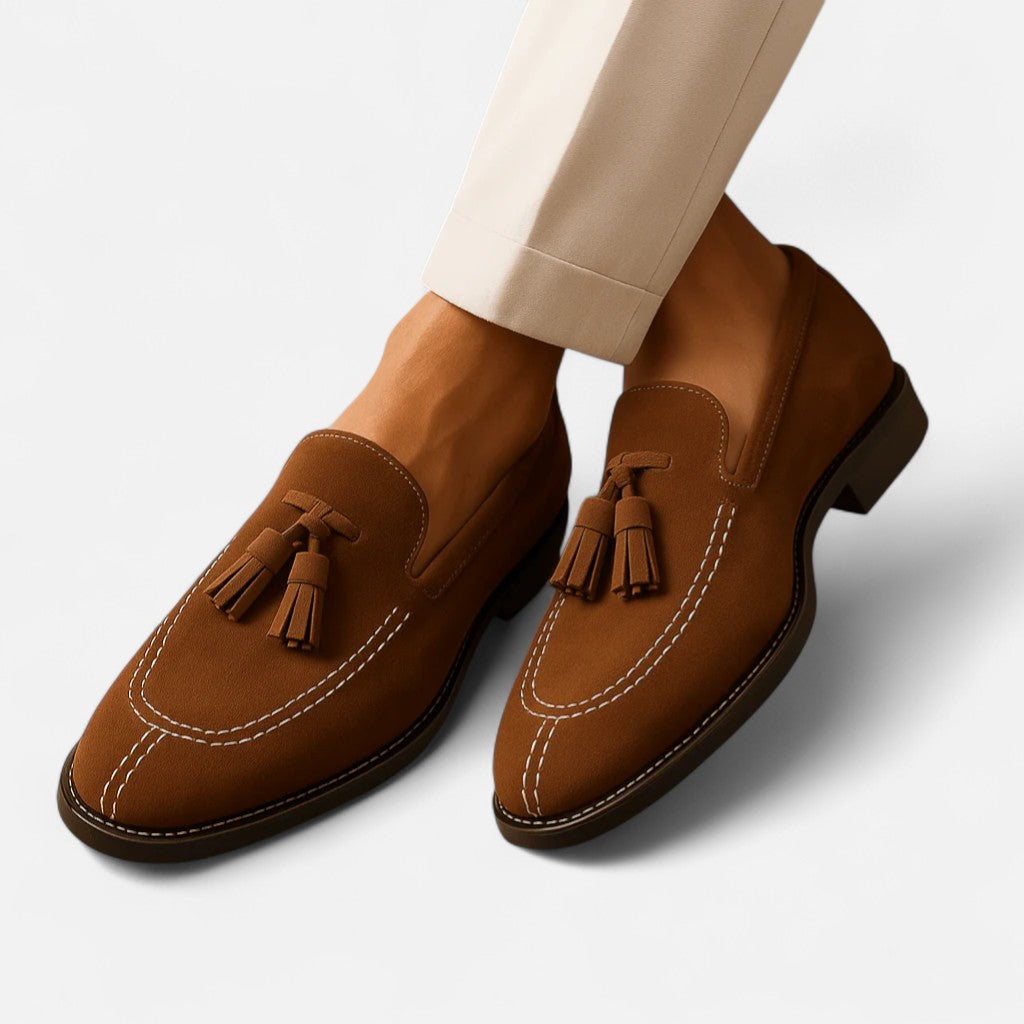 Maisonancien | Mężczyzna Skórzane Loafersy z Frędzlami Low-Cut