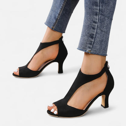 Maisonancien | Damskie sandały T-strap – czarna elegancja retro