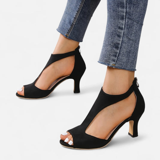 Maisonancien | Damskie sandały T-strap – czarna elegancja retro