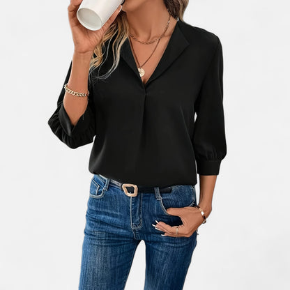 Maisonancien | Damska bluzka V-neck – biurowy szyk Riviera
