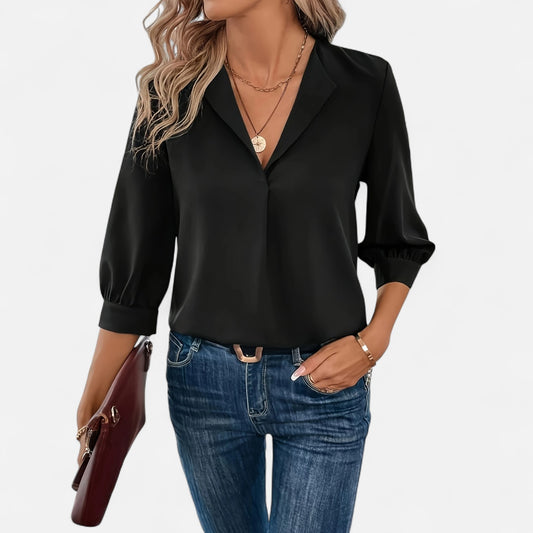 Maisonancien | Damska bluzka V-neck – biurowy szyk Riviera