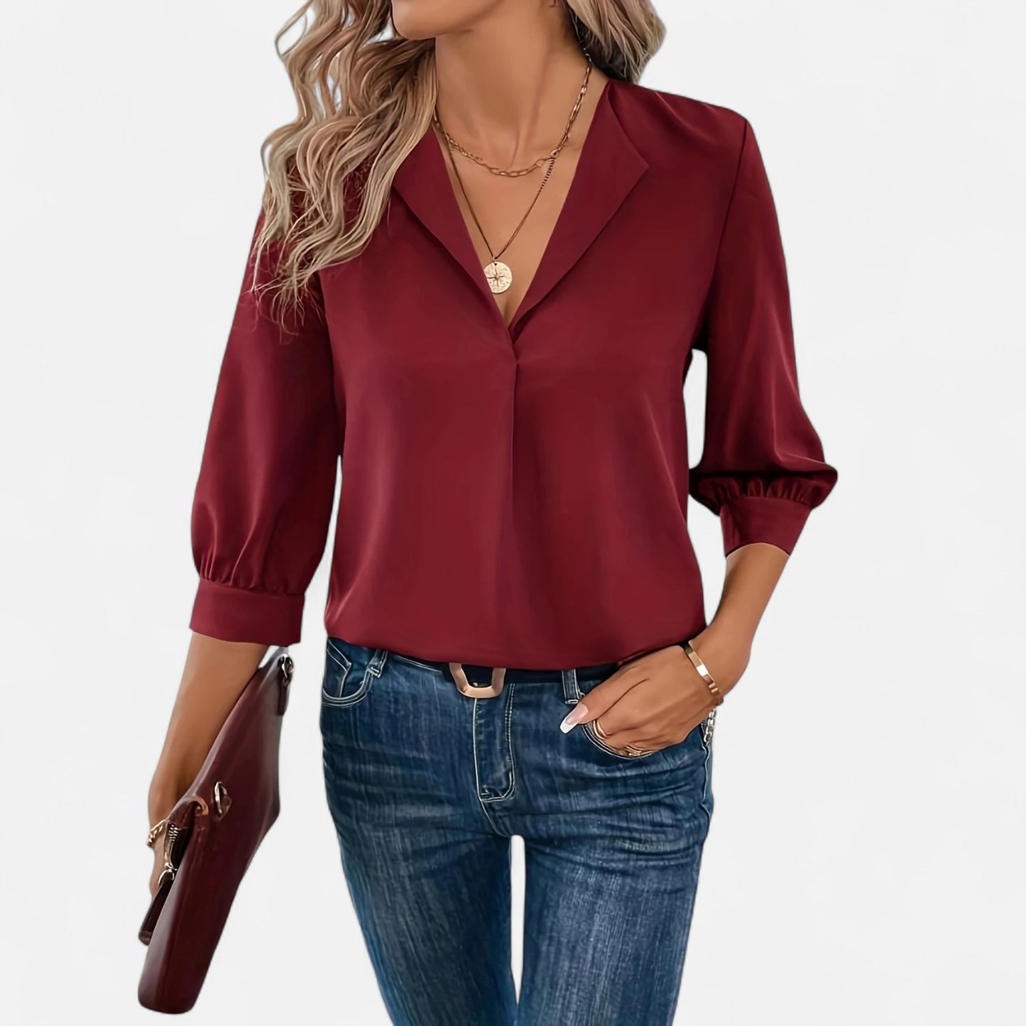 Maisonancien | Damska bluzka V-neck – biurowy szyk Riviera