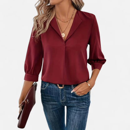 Maisonancien | Damska bluzka V-neck – biurowy szyk Riviera