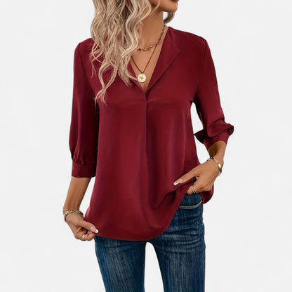 Maisonancien | Damska bluzka V-neck – biurowy szyk Riviera
