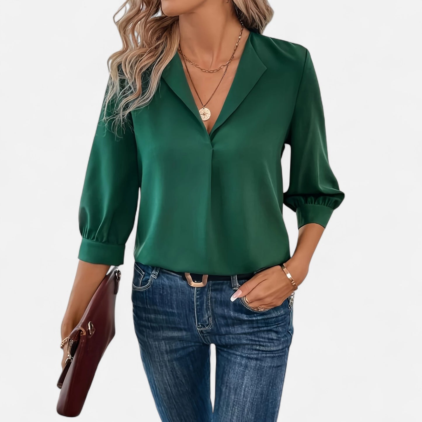 Maisonancien | Damska bluzka V-neck – biurowy szyk Riviera