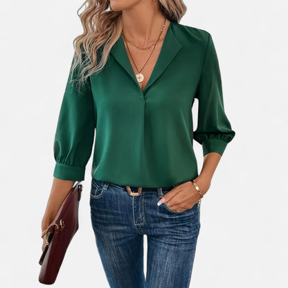 Maisonancien | Damska bluzka V-neck – biurowy szyk Riviera