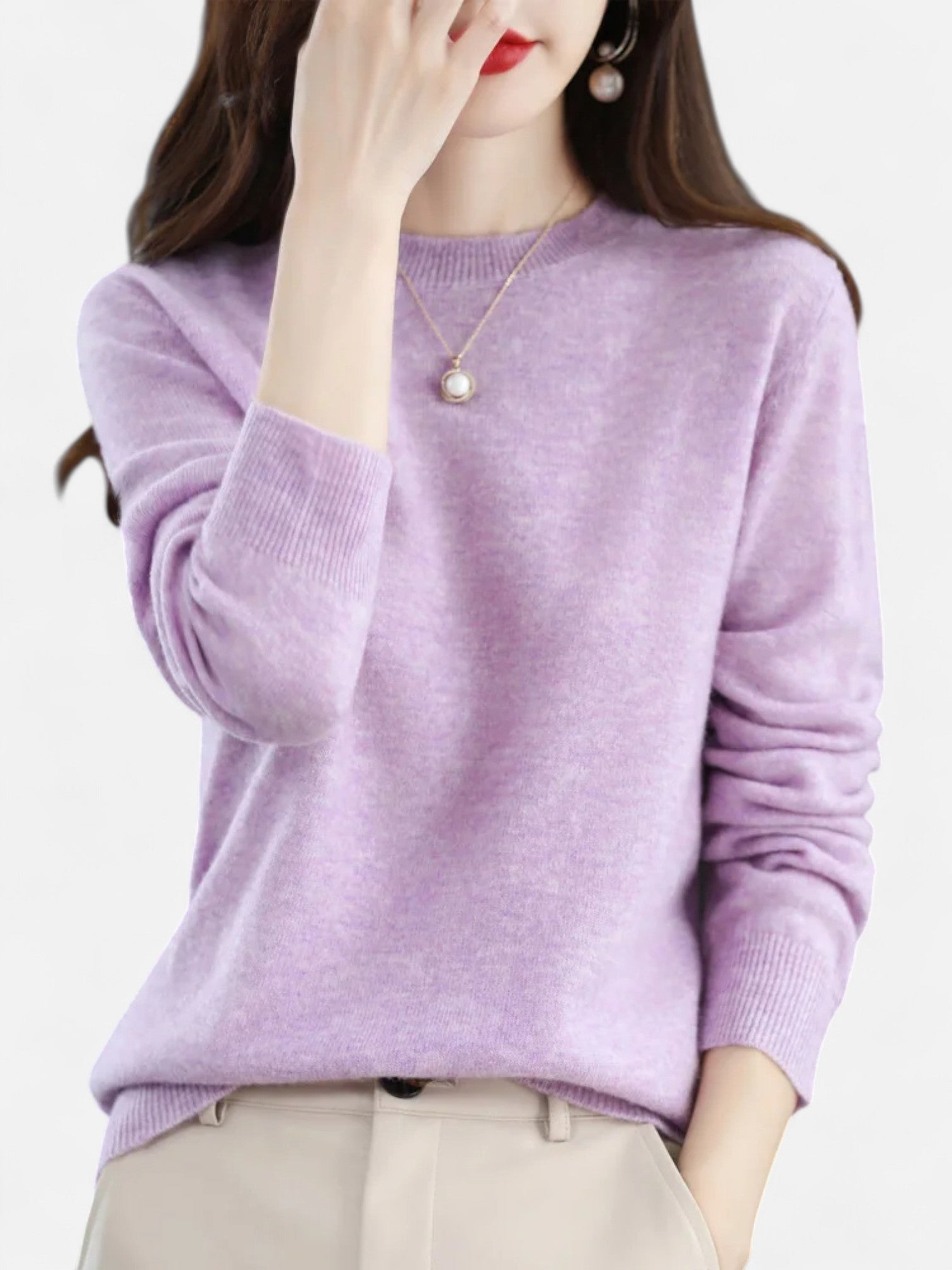 Maisonancien | Damski sweter z wełny merino z okrągłym dekoltem