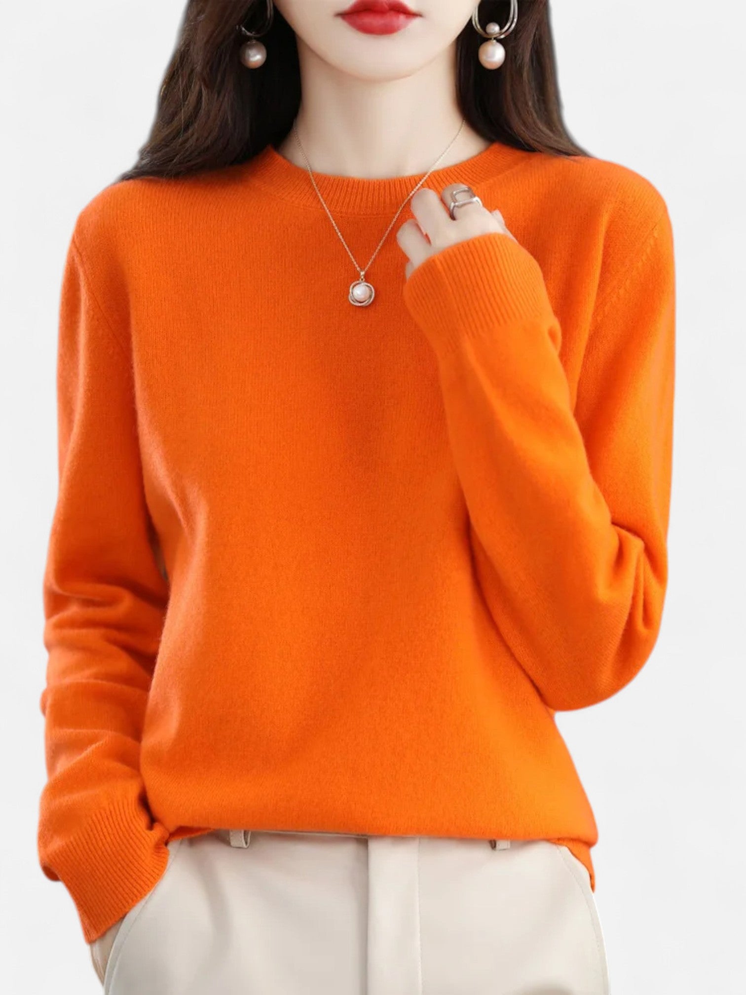 Maisonancien | Damski sweter z wełny merino z okrągłym dekoltem