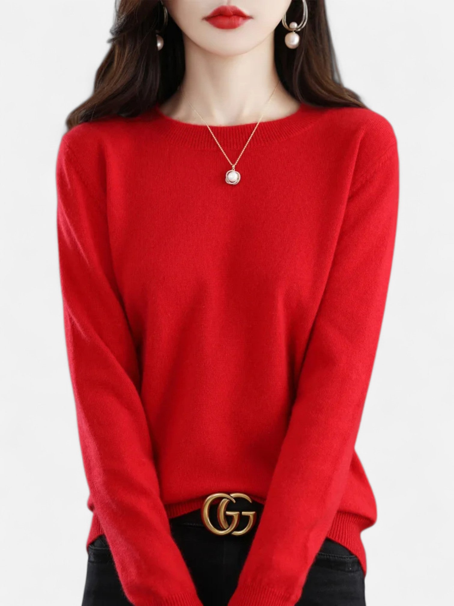 Maisonancien | Damski sweter z wełny merino z okrągłym dekoltem